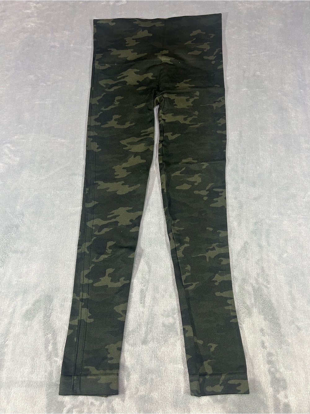 SPANX Womens Camo Leggings Green Black XS Petite ankle stretch elastic waist